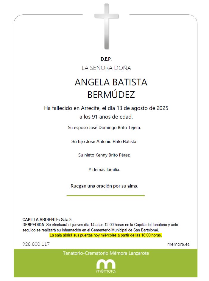 Esquela Angela Batista Bermudez Esquela Angela Batista Bermudez