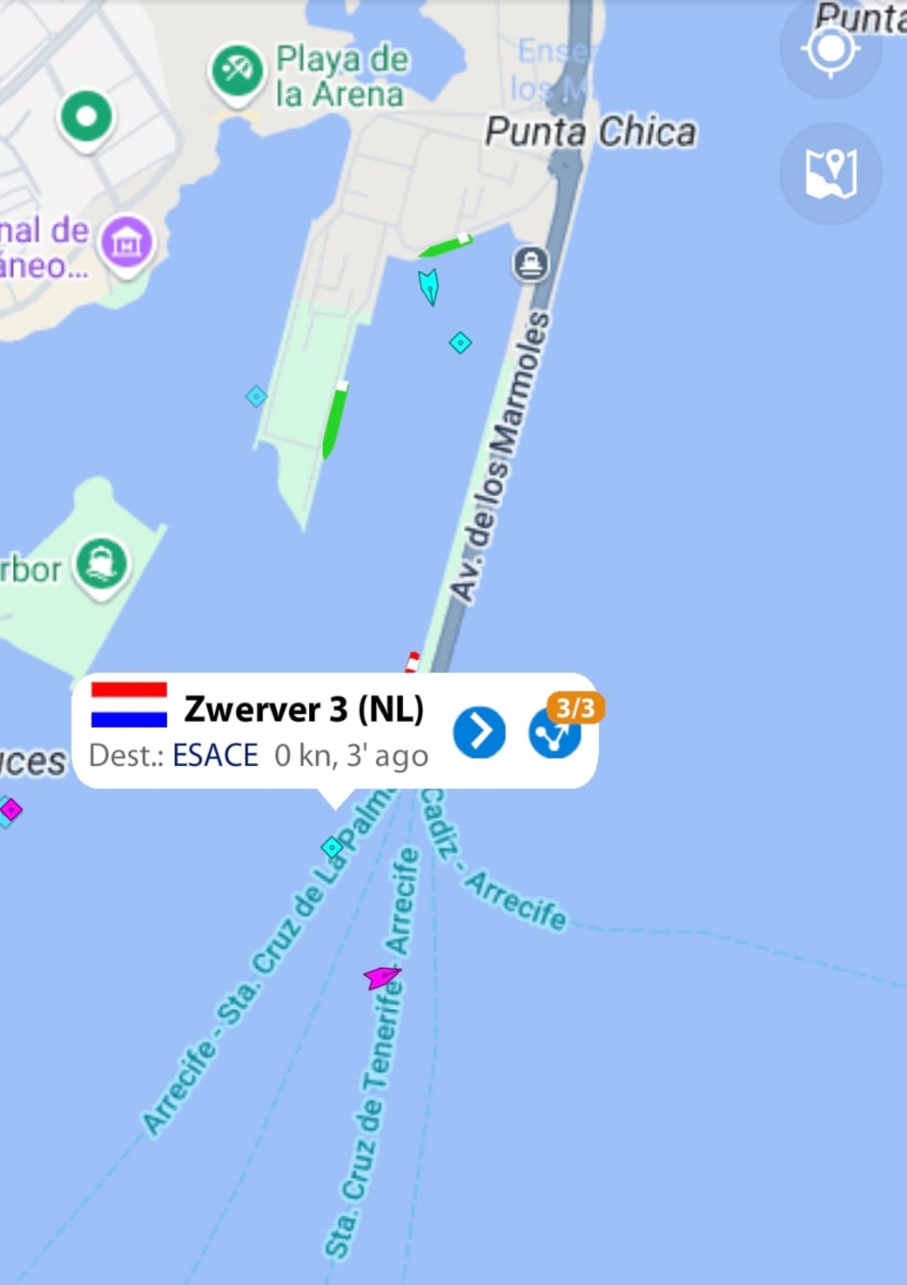 Localización barco en puerto Arrecife Localización barco en puerto Arrecife