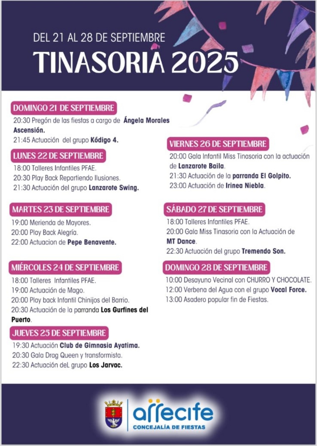 Programa fiestas Tinasoria 2025