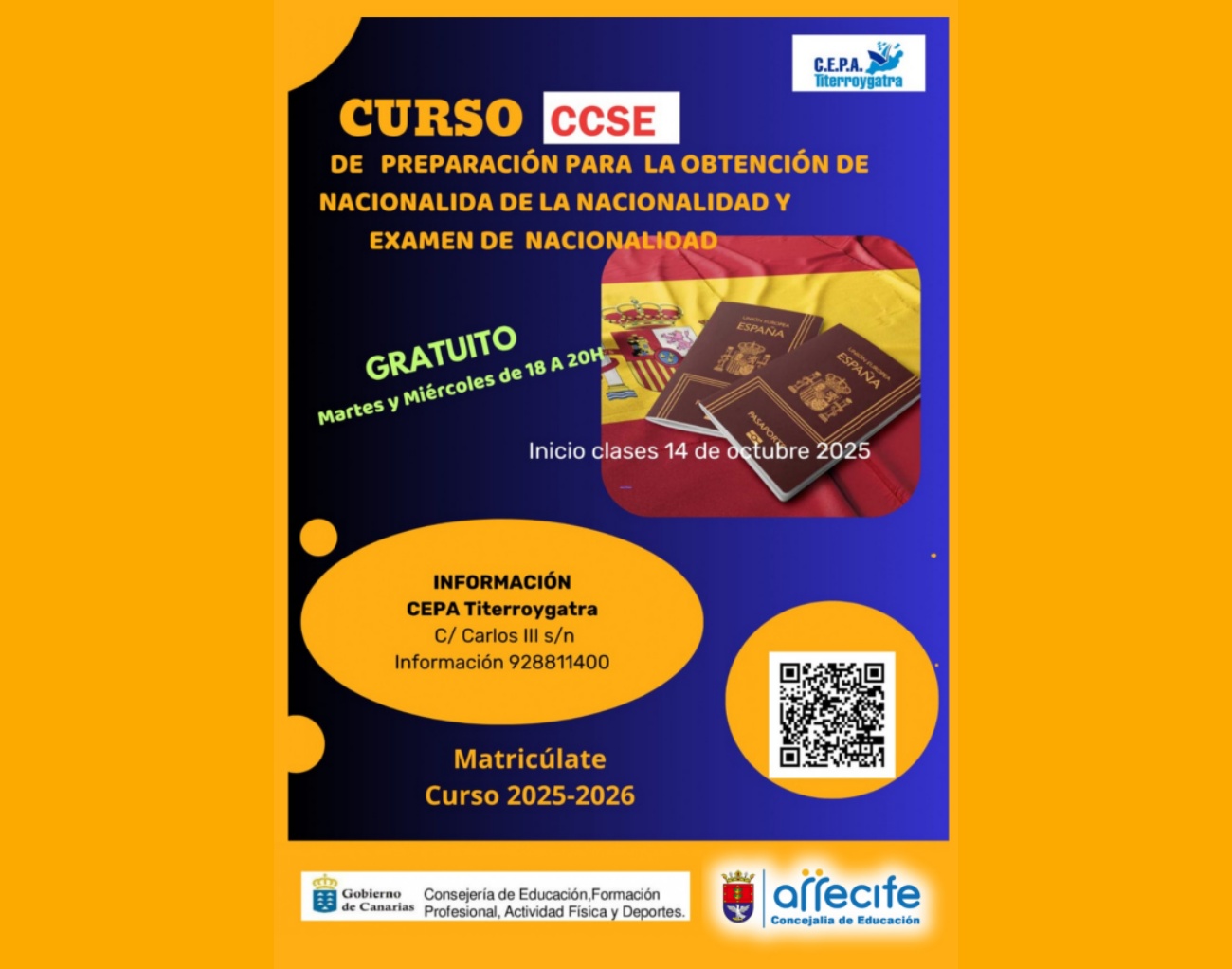 Educación Arrecife y el CEPA Titerroygatra colaboran en esta iniciativa que comenzará el 14 de octubre Educación Arrecife y el CEPA Titerroygatra colaboran en esta iniciativa que comenzará el 14 de octubre