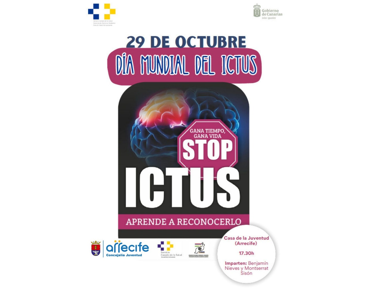 La actividad, organizada con motivo del Día Mundial del Ictus, tendrá lugar el 29 de octubre a las 17:30 horas en la Casa de la Juventud