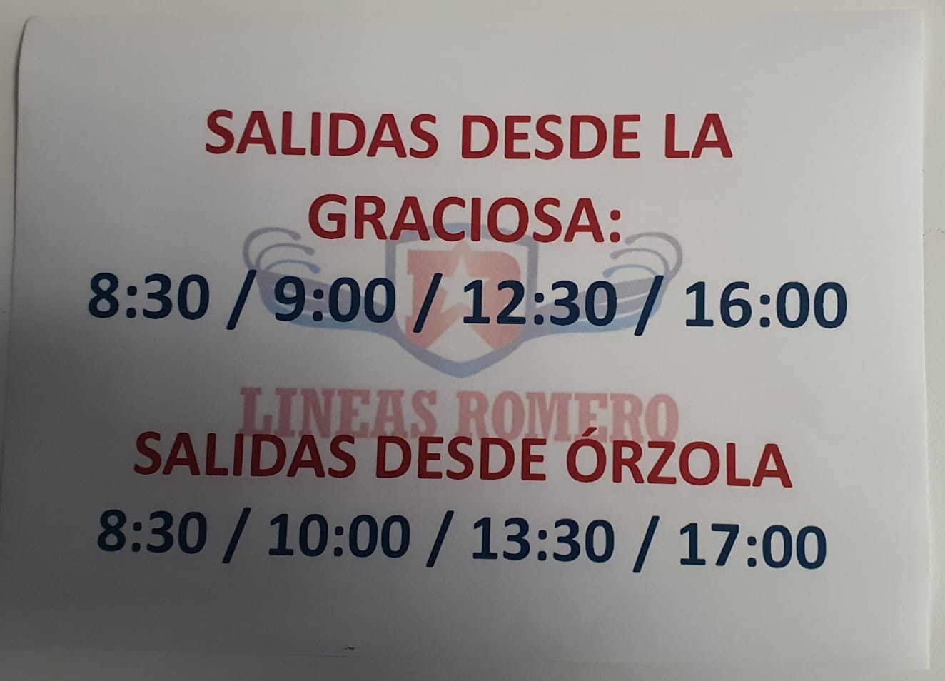 Sepa los horarios si tiene que ir a La Graciosa