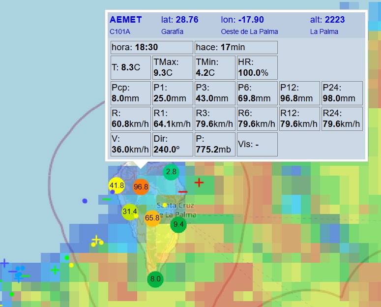mapa del paso de la borrasca