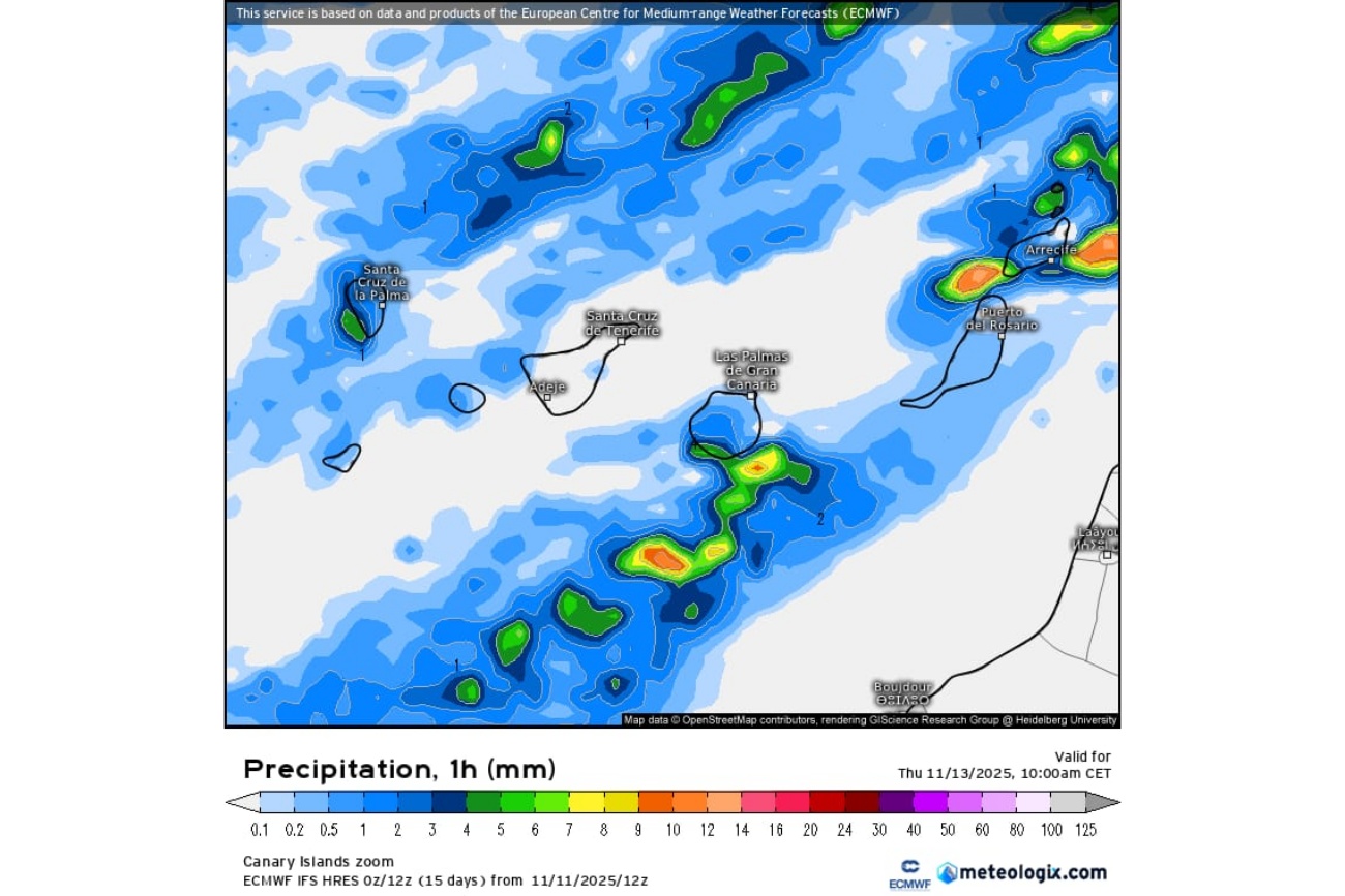 La borrasca traerá mucha lluvia en la madrugada del jueves y sobre todo rachas huracanadas en la vertiente sur