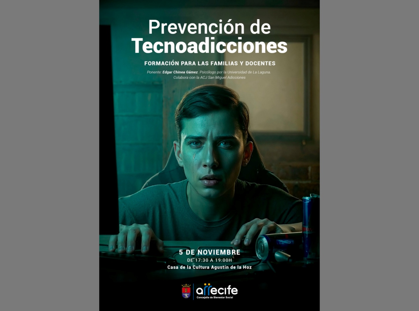 La Casa de la Cultura Agustín de la Hoz acogerá un encuentro que tendrá como ponente al psicólogo por la Universidad de La Laguna Edgar Chinea Gámez