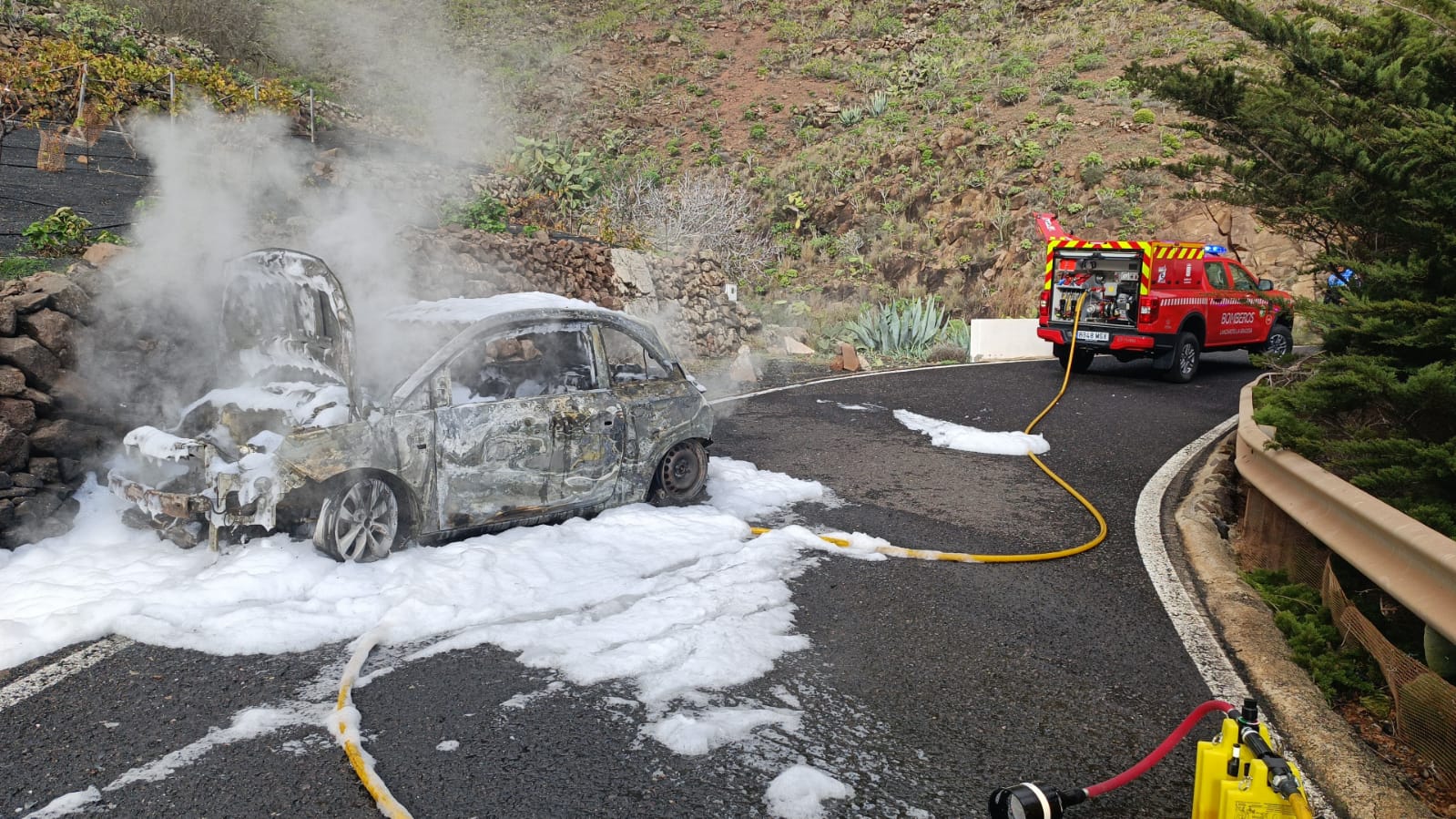 El conductor logró salir por su propio pie del coche El conductor logró salir por su propio pie del coche