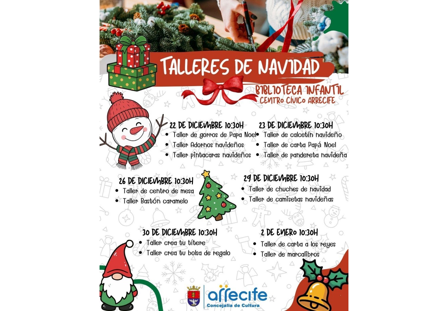 Las actividades se desarrollarán los días 22, 23, 26, 29 y 30 de diciembre, así como el 2 de enero, a partir de las 10:30 horas, en el patio del Centro Cívico