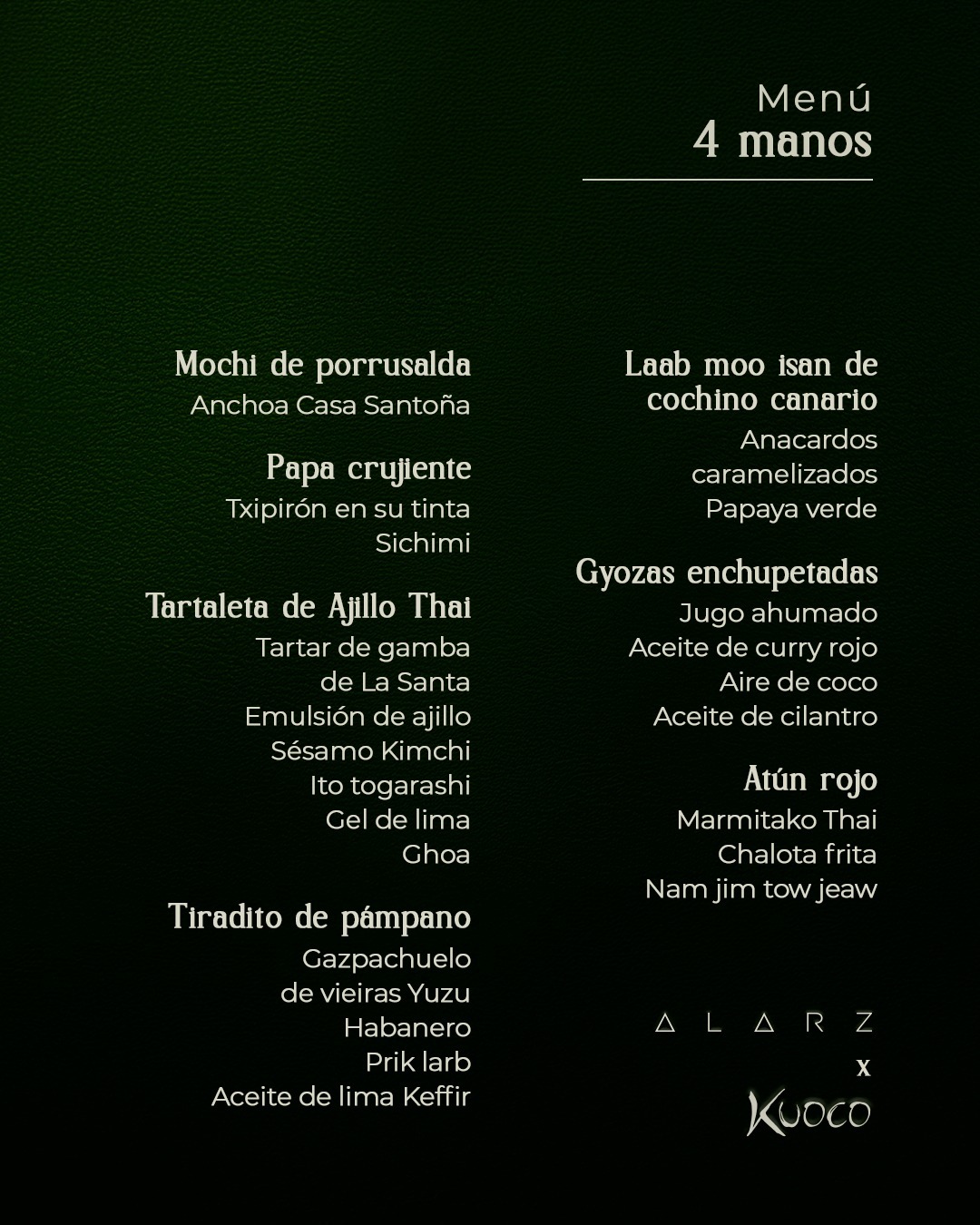 El 6 y 7 de febrero, ALARZ Lanzarote acogerá un menú a cuatro manos irrepetible firmado por los chefs Mikel Asiain y Rafa Bérgamo