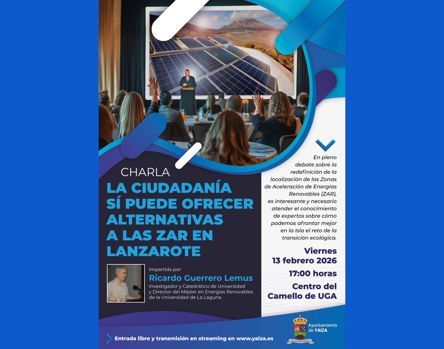 El profesor Ricardo Guerrero, experto en energías renovables, aborda este viernes en Uga una charla sobre esta cuestión de plena actualidad