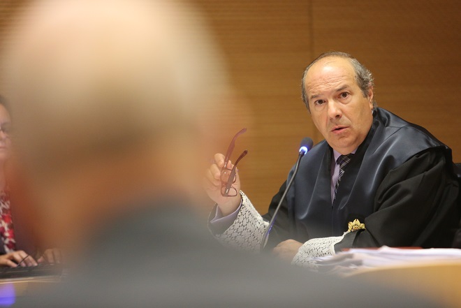 Antonio Doreste (TSJC) y Miguel Ángel Torres (Audiencia Provincial de Málaga), José María Ezquiaga y el fiscal Miguel Pallarés participan en las jornadas