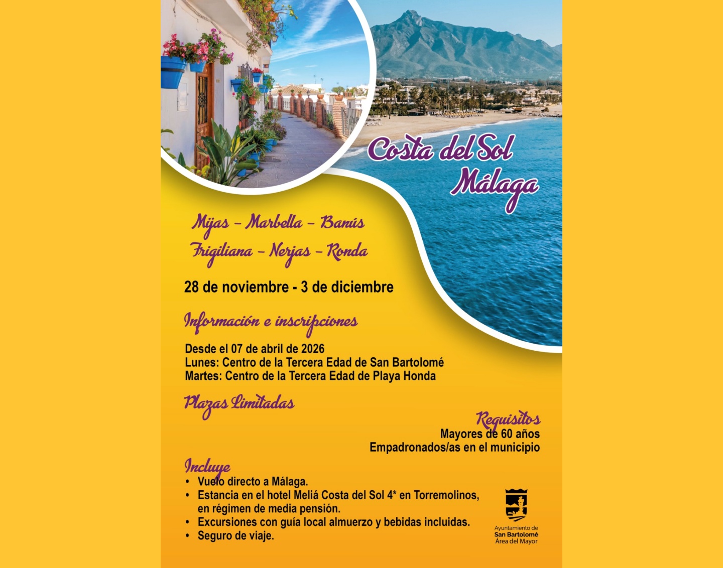 El Consistorio abre el plazo de inscripción para este viaje que se celebrará del 28 de noviembre al 3 de diciembre El Consistorio abre el plazo de inscripción para este viaje que se celebrará del 28 de noviembre al 3 de diciembre