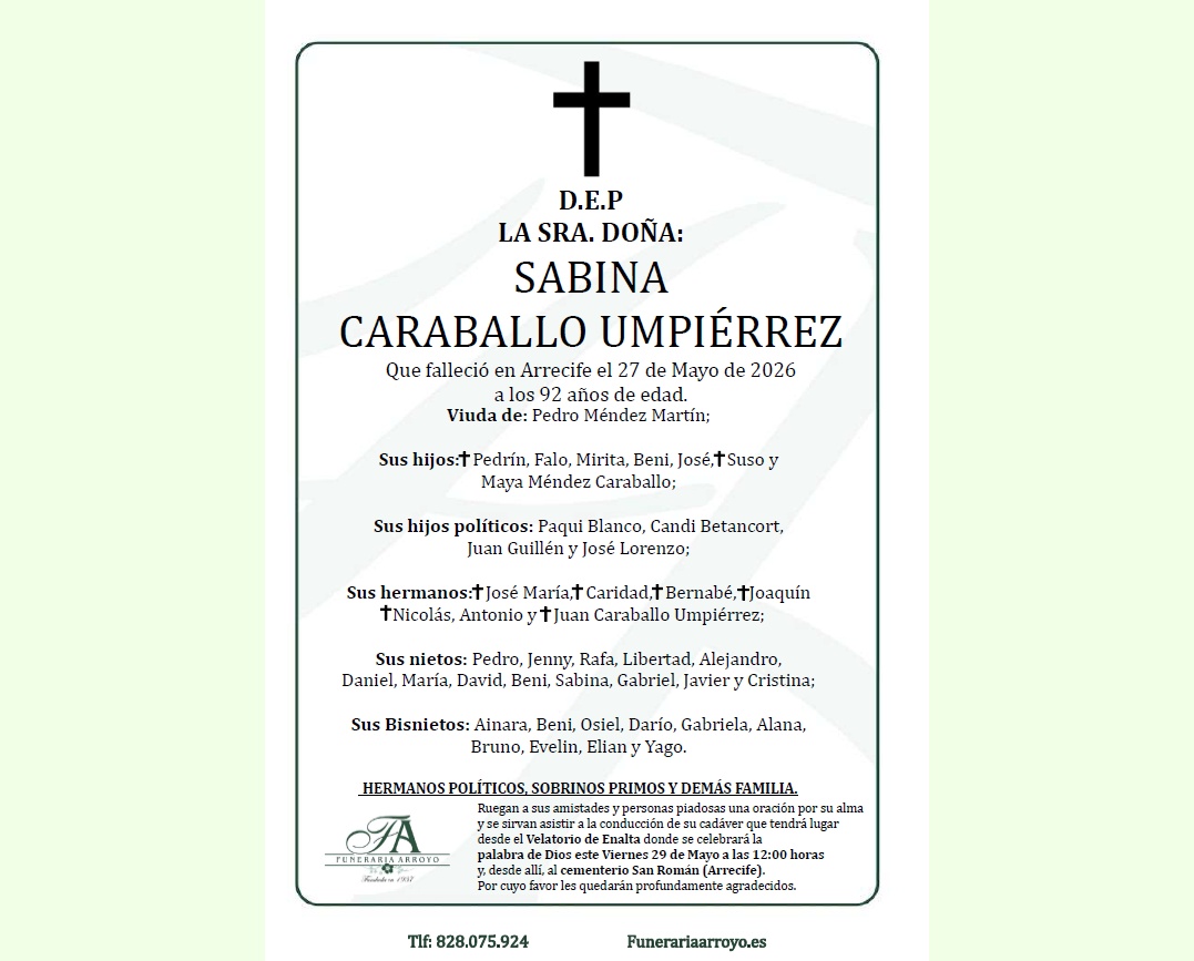 El velatorio tendrá lugar en Enalta, donde este viernes 29 de mayo, a las 12:00 horas, se celebrará la Palabra de Dios El velatorio tendrá lugar en Enalta, donde este viernes 29 de mayo, a las 12:00 horas, se celebrará la Palabra de Dios