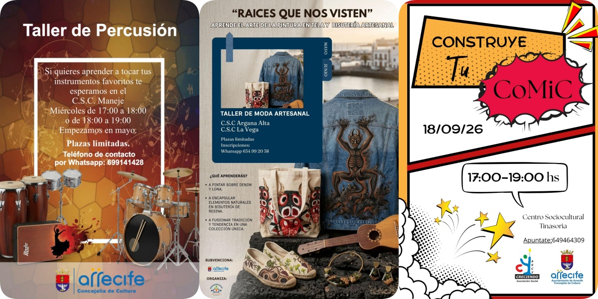 La nueva oferta incluye talleres de percusión en Maneje, moda artesanal en Argana Alta y La Vega o manualidades y actividades canarias en Titerroy