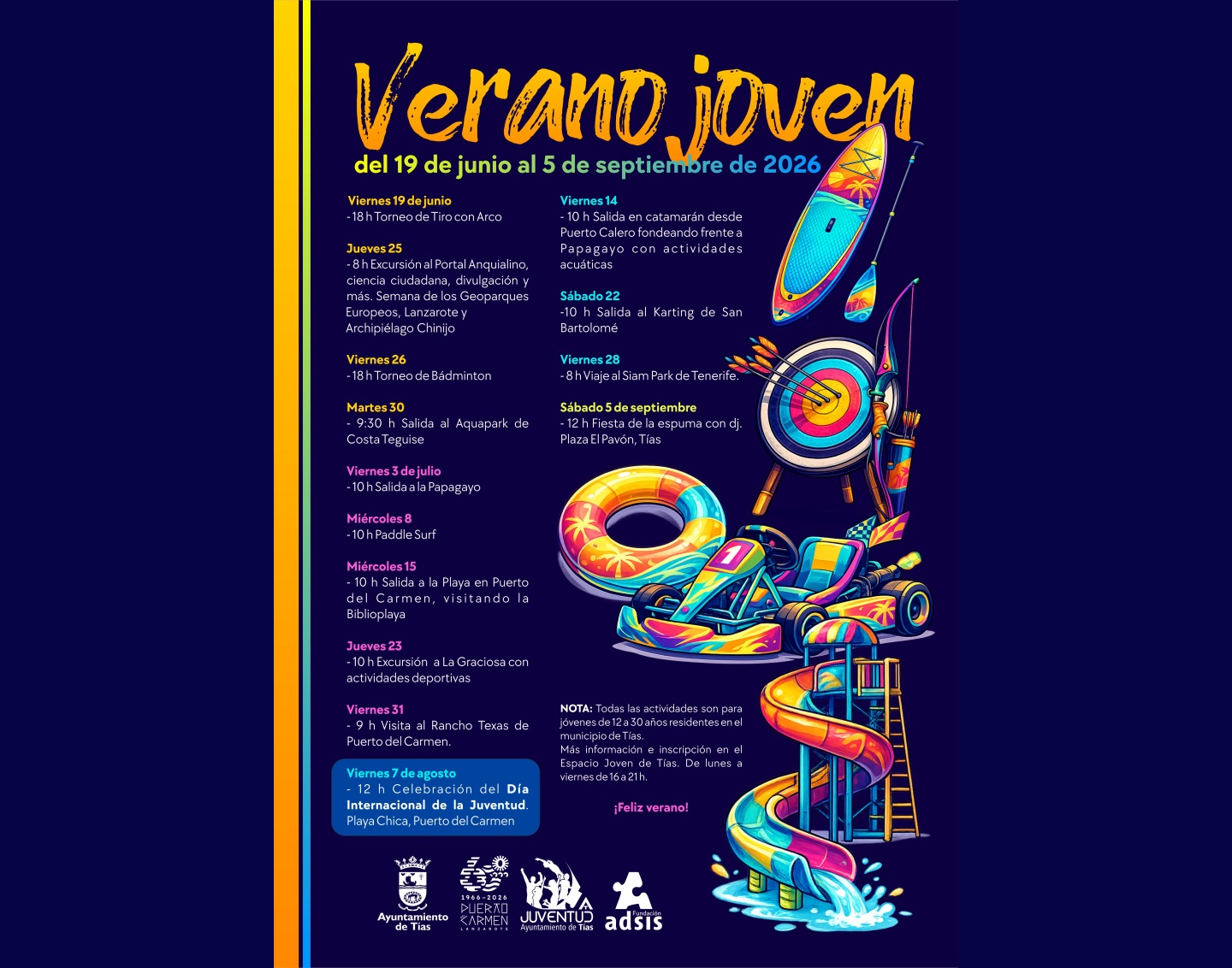 El programa, dirigido a jóvenes de 12 a 30 años, incluye excursiones, actividades deportivas y propuestas educativas entre junio y septiembre El programa, dirigido a jóvenes de 12 a 30 años, incluye excursiones, actividades deportivas y propuestas educativas entre junio y septiembre
