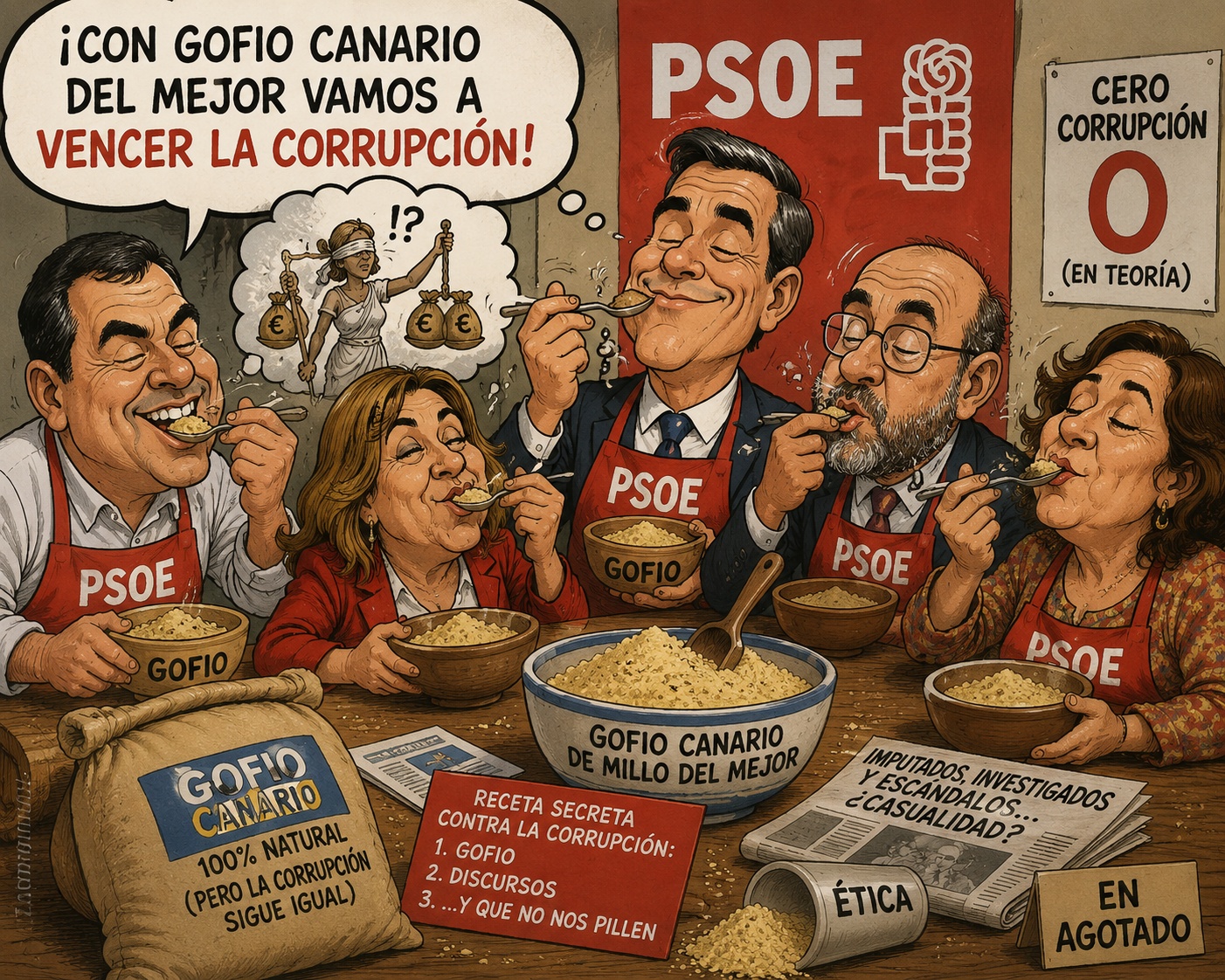 Al PSOE ni comiendo gofio de millo canario del mejor se le quita la supuesta corrupción Al PSOE ni comiendo gofio de millo canario del mejor se le quita la supuesta corrupción