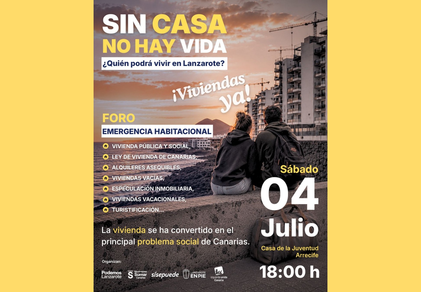 La izquierda alternativa en Lanzarote, preocupada por la vivienda