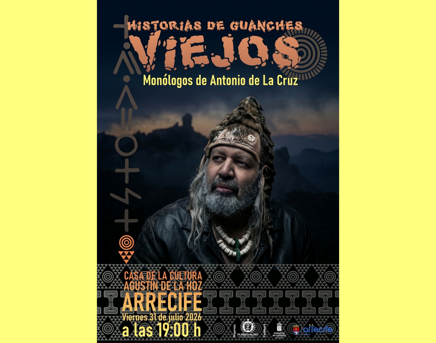 A través de los monólogos, el intérprete canario reflexiona sobre la identidad, la cultura y la vida prehispánica de nuestro Archipiélago A través de los monólogos, el intérprete canario reflexiona sobre la identidad, la cultura y la vida prehispánica de nuestro Archipiélago