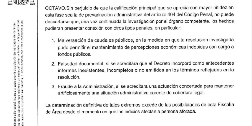 La Fiscalía Provincial de Las Palmas aprecia indicios de un posible delito de prevaricación administrativa y remite las diligencias al Tribunal Supremo al estar la diputada aforada La Fiscalía Provincial de Las Palmas aprecia indicios de un posible delito de prevaricación administrativa y remite las diligencias al Tribunal Supremo al estar la diputada aforada