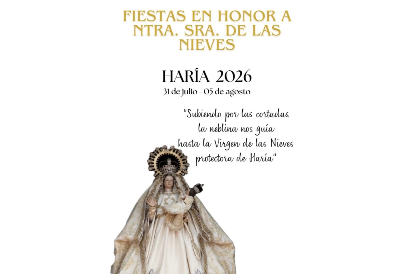 Los festejos se extenderán hasta el 5 de agosto con la peregrinación hasta la ermita como acto central Los festejos se extenderán hasta el 5 de agosto con la peregrinación hasta la ermita como acto central