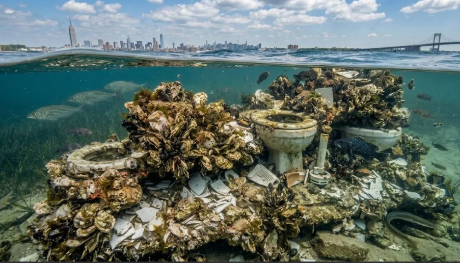 Tiran miles de inodoros al mar para crear un arrecife natural