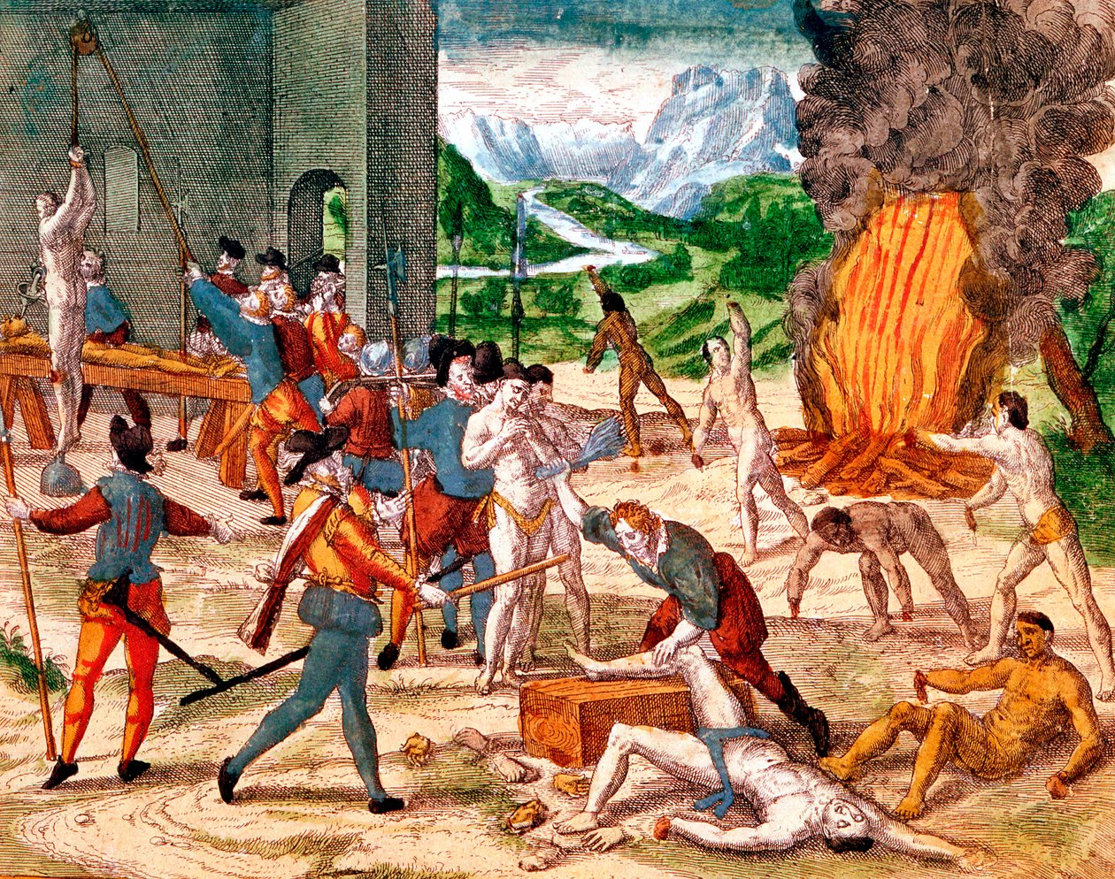 Conquistadores espa+¦oles torturando a los indigenes Conquistadores espa+¦oles torturando a los indigenes