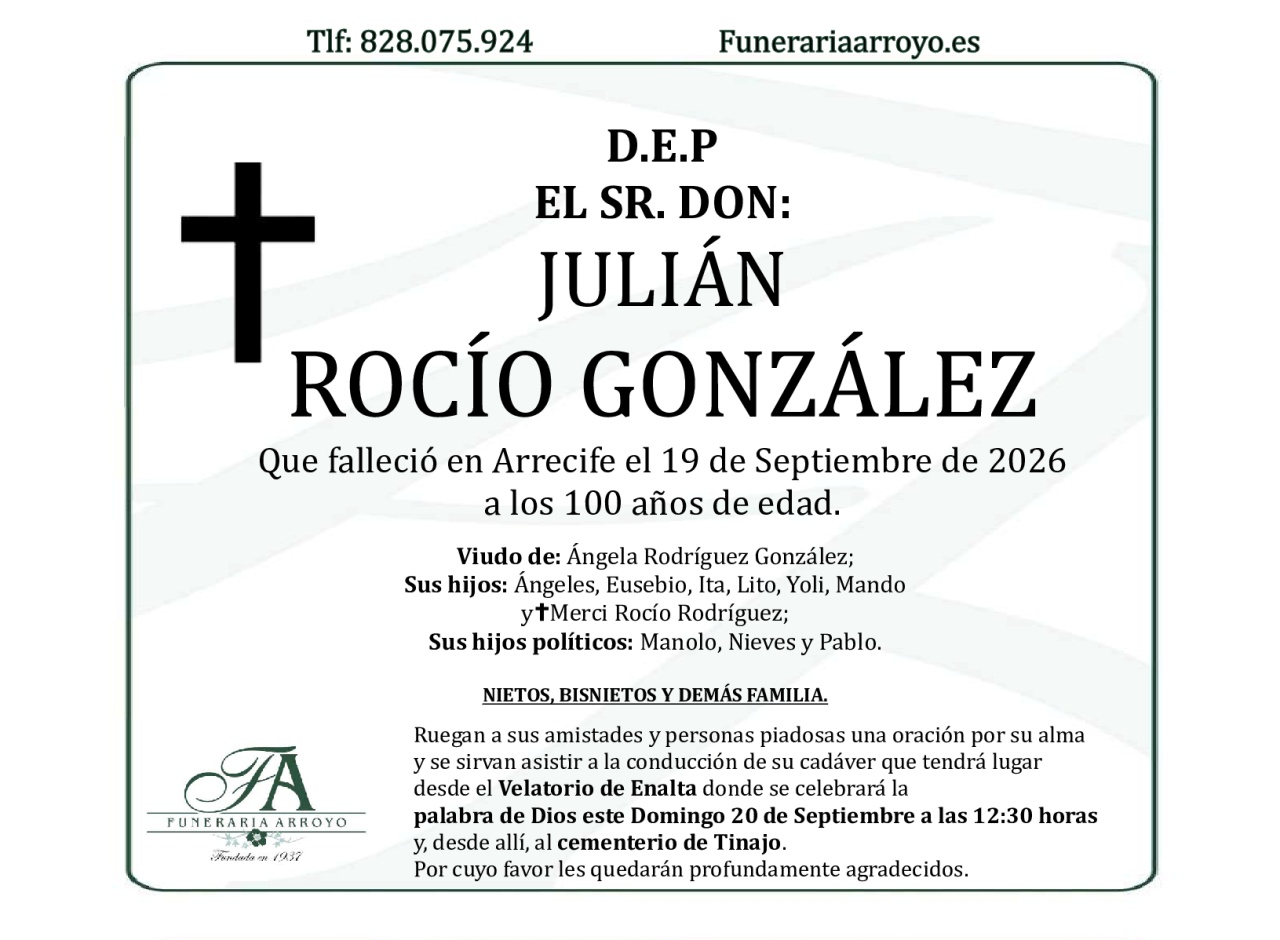 D.E.P.    Juli&aacute;n Roc&iacute;o Gonz&aacute;lez
