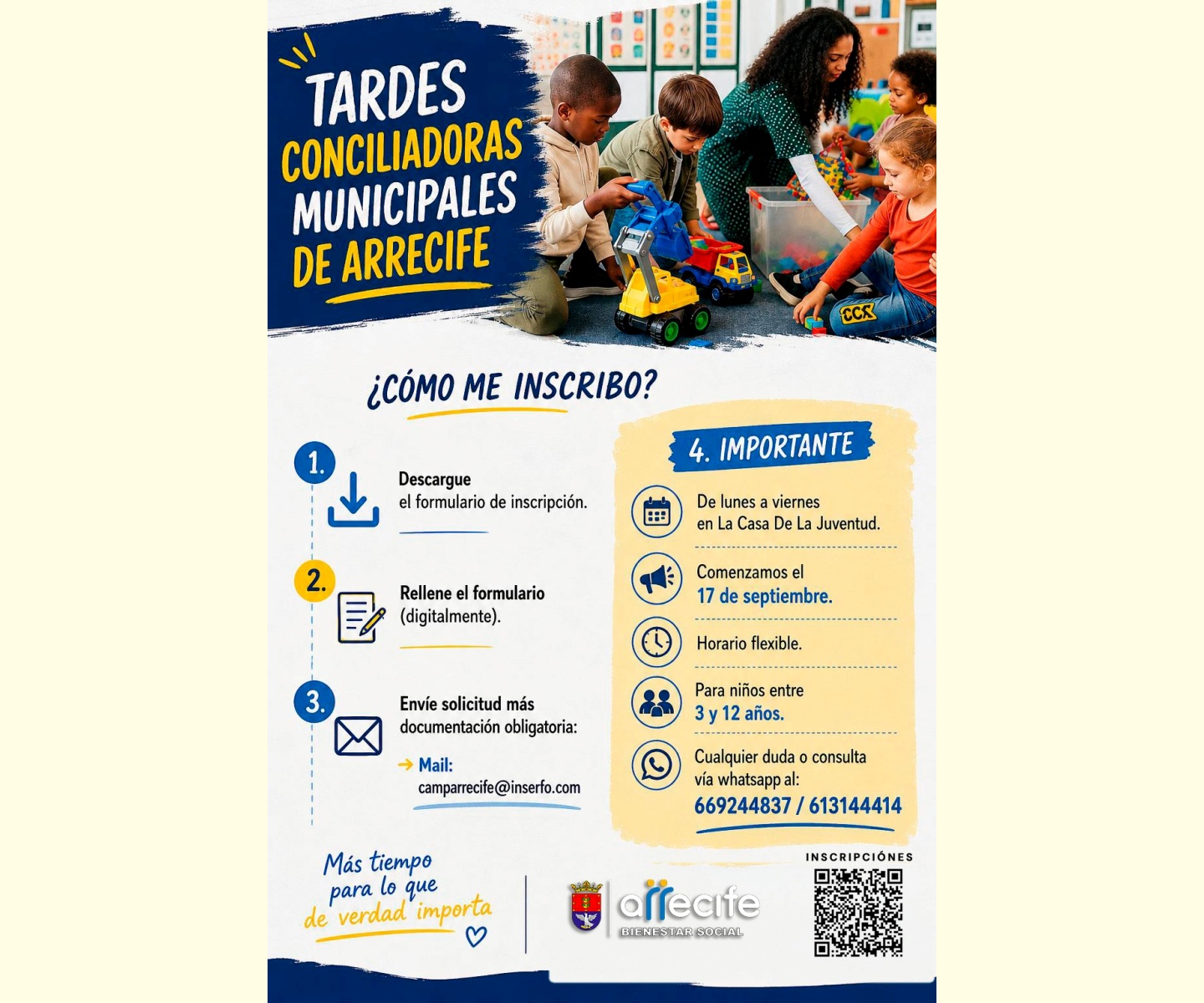 ‘Tardes Conciliadoras’ atenderá a niños de 3 a 12 años, de lunes a viernes entre las 16.00 y 20.00 horas ‘Tardes Conciliadoras’ atenderá a niños de 3 a 12 años, de lunes a viernes entre las 16.00 y 20.00 horas