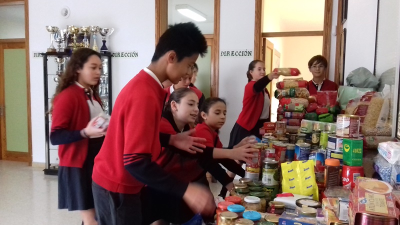 Los alumnos de cursos más avanzados particparon en la recogida y selección de los alimentos
