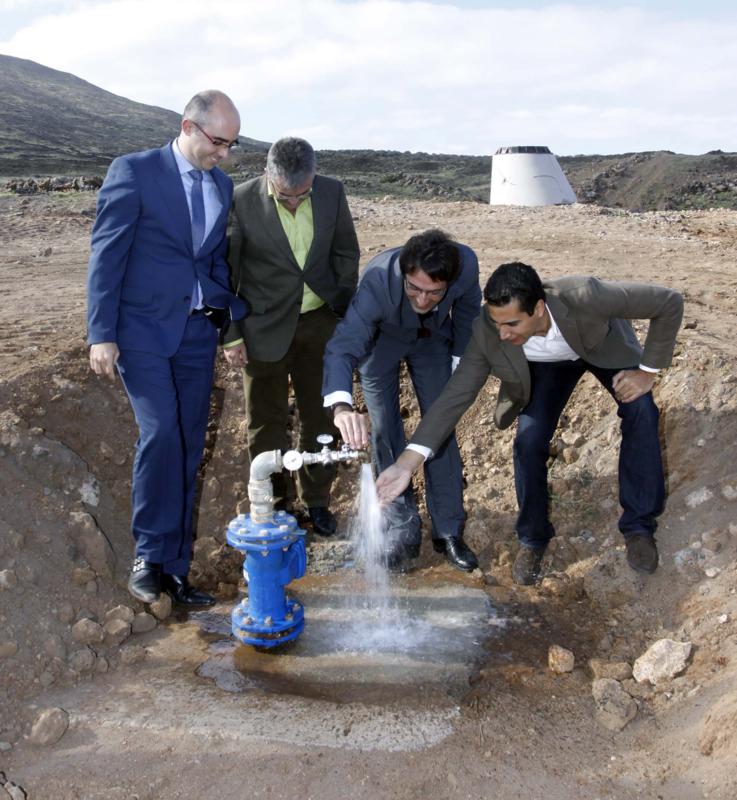 Fabián Martín, Ángel Domínguez, Pedro San Ginés y Leonardo Rodríguez, durante la visita de este lunes.