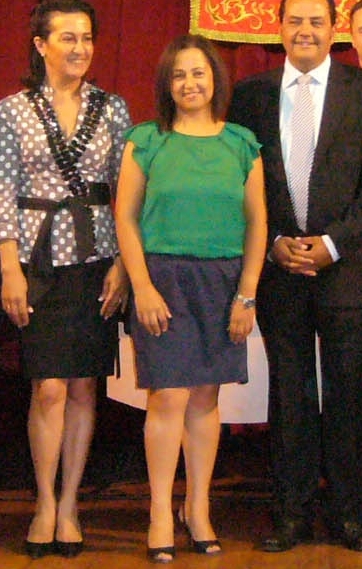 Elena López, en el centro de la imagen, el día de la constitución de la corporación de Yaiza.