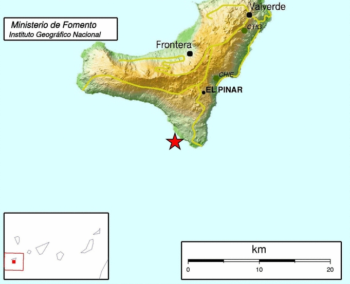 La estrella roja indica el epicentro del terremoto del sábado de magnitud 4.3.