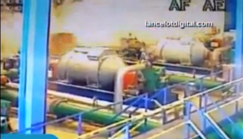 El estallido de una tubería de Lanzarote IV, el pasado día 27, captado por una cámara de seguridad de la planta.