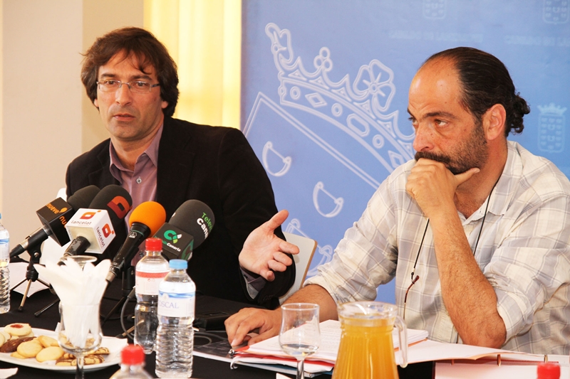 Pedro San Ginés y el consejero de Agricultura, Francisco Fabelo, durante el desayuno de trabajo de este lunes 16 por la mañana