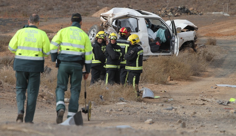 El último accidente mortal ocurrido en la isla, cuando un hombre se salió solo de la carretera con su todoterreno el pasado 11 de abril.