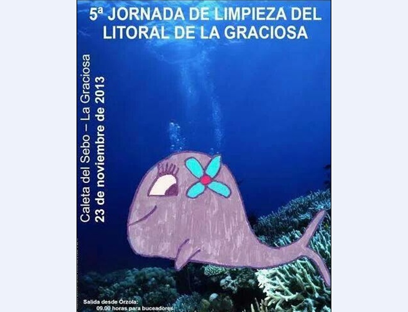 Cartel de la v Jornada de Limpieza del Litoral de La Graciosa.