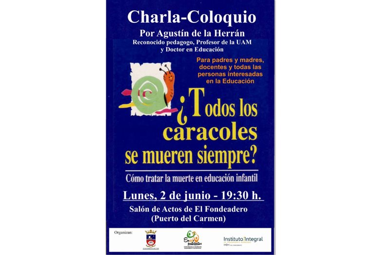 Cartel de la charla que Agustín de la Herrán impartirá este lunes en Puerto del Carmen.