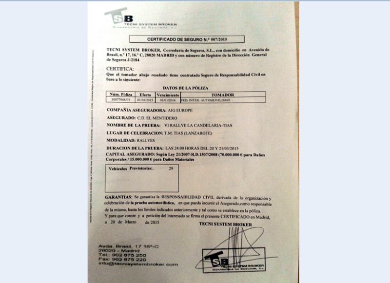 Copia de la póliza del seguro de responsabilidad c¡vil.