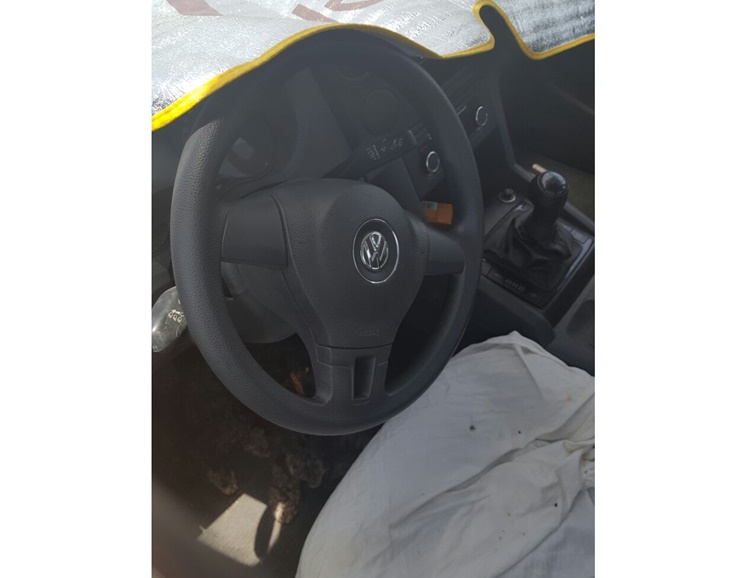 El perro buscaba sombra bajo el volante del coche