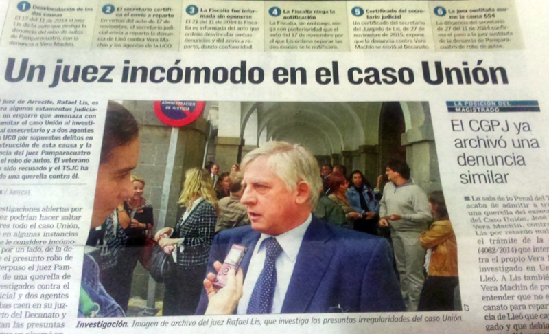 Reportaje sobre el juez Rafael Lis publicado en Canarias 7.