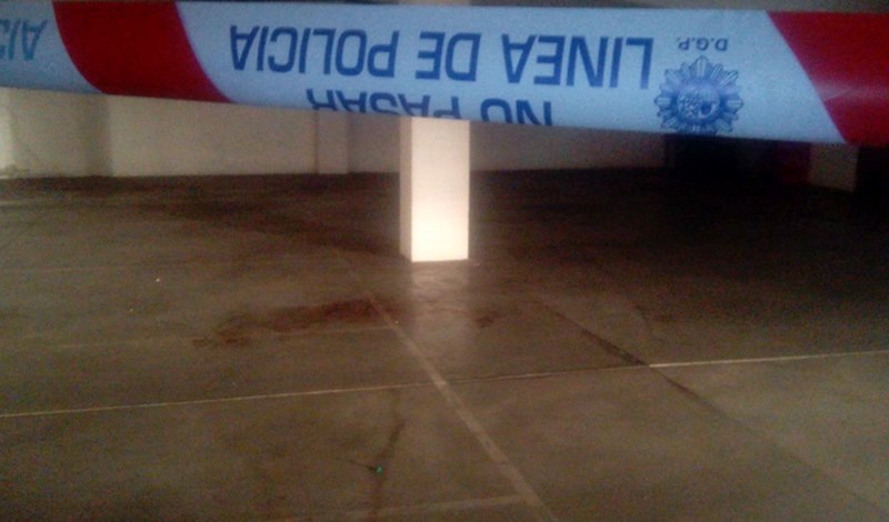 Manchas de sangre que la Policía Nacional encontró en el garaje de Juan Carlos Tejera.