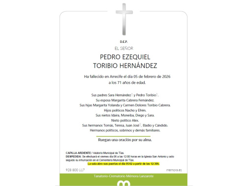 La capilla ardiente ha quedado instalada en el Velatorio Municipal de Tías