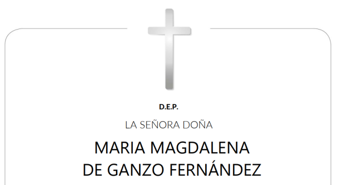 D.E.P María Magdalena de Ganzo Fernández 