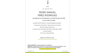 Fallece Pedro Manuel Pérez Rodríguez a los 54 años Fallece Pedro Manuel Pérez Rodríguez a los 54 años