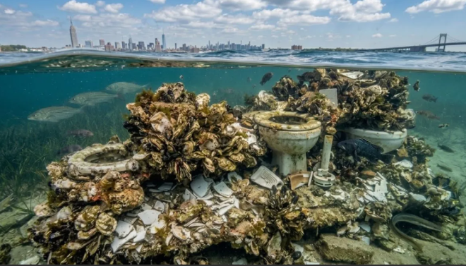 Tiran miles de inodoros al mar para crear un arrecife natural