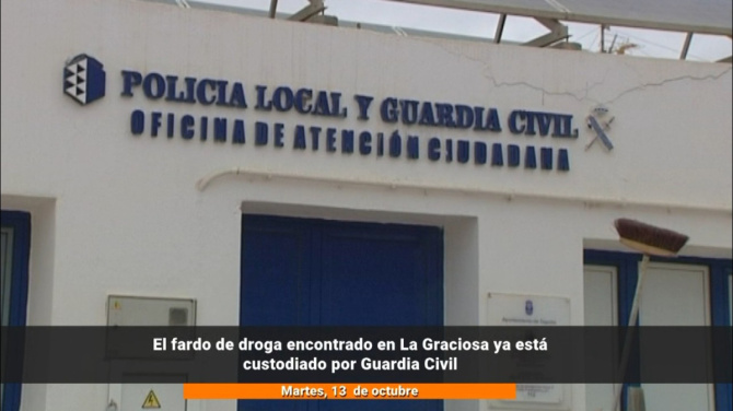 El fardo de droga encontrado en La Graciosa ya está custodiado por Guardia Civil 