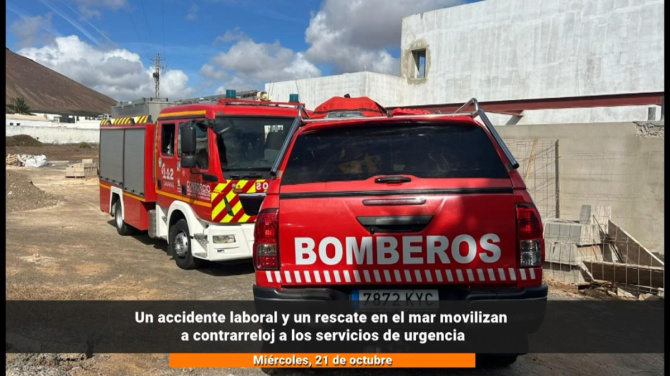 Dos heridos en una caída laboral y un rescate en el mar en Lanzarote