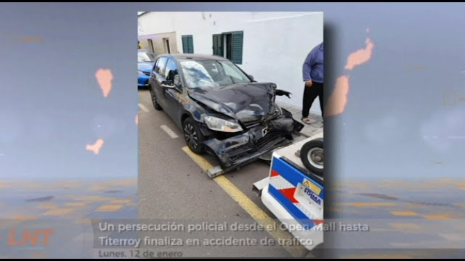 Una persecución policial desde el Open Mall hasta Titerroy finaliza en accidente de tráfico