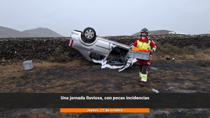 La lluvia deja dos vuelcos de vehículos y pocas incidencias en Lanzarote