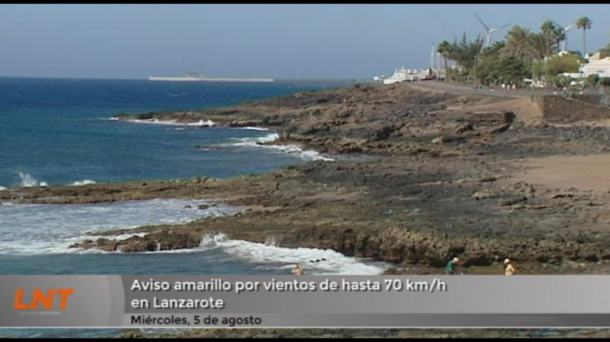 Aviso amarillo por vientos de hasta 70 km/h en Lanzarote
