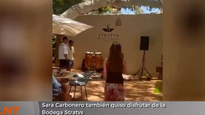 Sara Carbonero también quiso disfrutar de la Bodega Stratvs